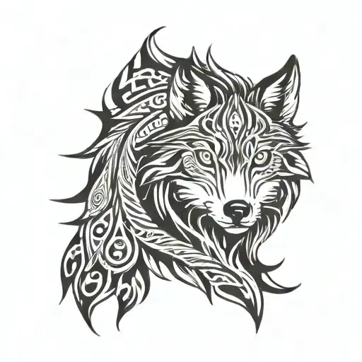 tribal wolf tattoo design idea