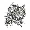 tribal wolf tattoo design idea