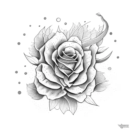 diabla cargando unas flores y vestino negro tattoo design idea