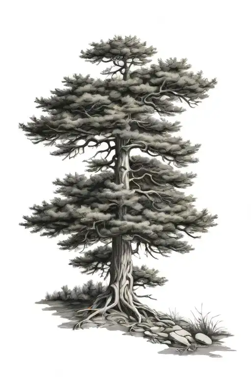 cedar tree growing tattoo design idea