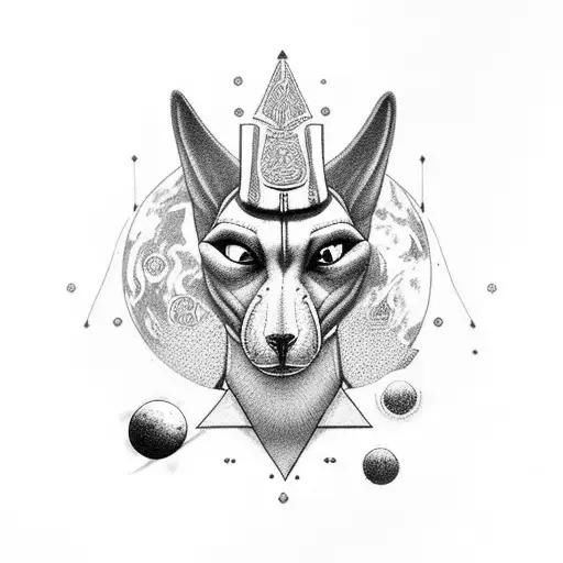 anubis in space tattoo design idea