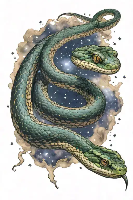 snake coming out of the milky way galaxy tattoo design idea