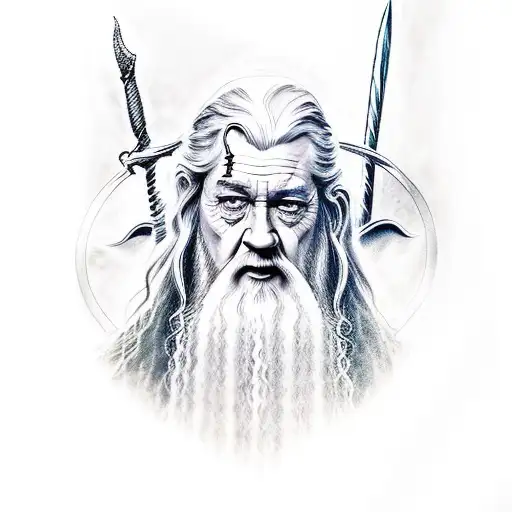 Gandalf with a bible tattoo design idea
