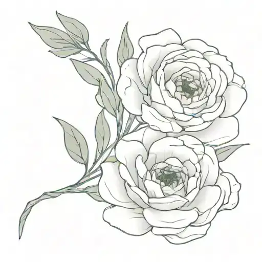 ranunculus and sage interwoven looking natural not to much detail, size to fit behind ankle tattoo design idea