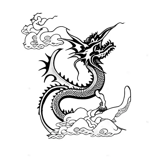a japan dragon wrapping around a left arm  tattoo design idea