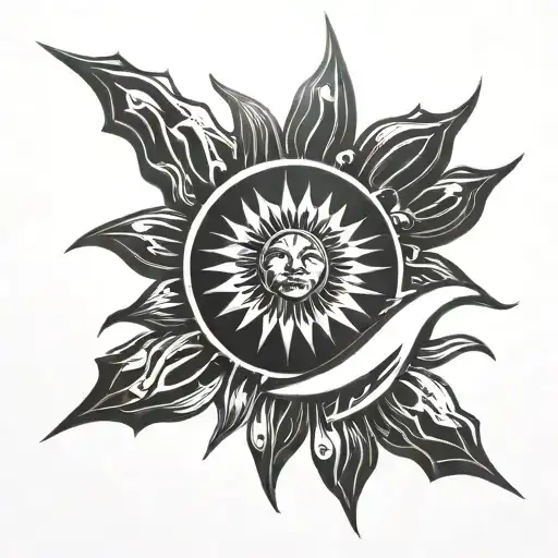 Basic outline of sun tattoo design idea