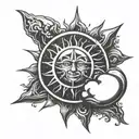 Basic outline of sun tattoo design idea