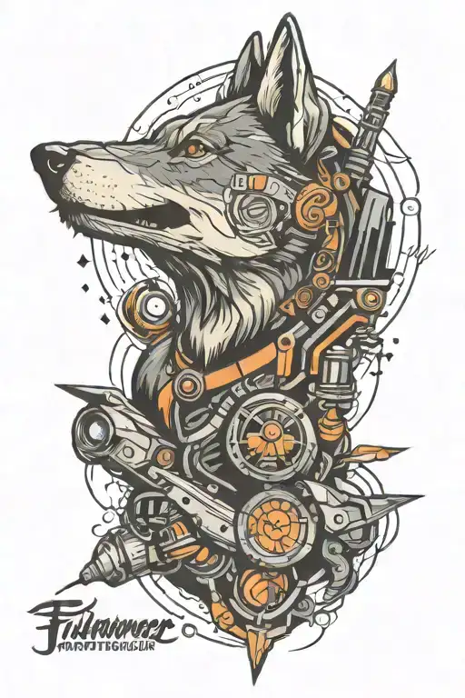 filmmaker spaceship wolf  tattoo design idea