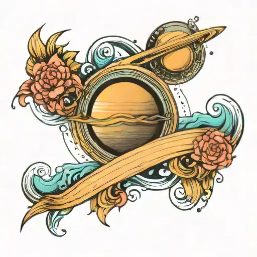 Saturn Jupiter neptune waves pwer tattoo design idea