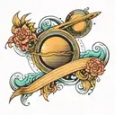 Saturn Jupiter neptune waves pwer tattoo design idea