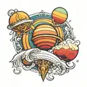 Saturn Jupiter neptune waves pwer tattoo design idea