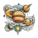 Saturn Jupiter neptune waves pwer tattoo design idea