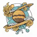 Saturn Jupiter neptune waves pwer tattoo design idea