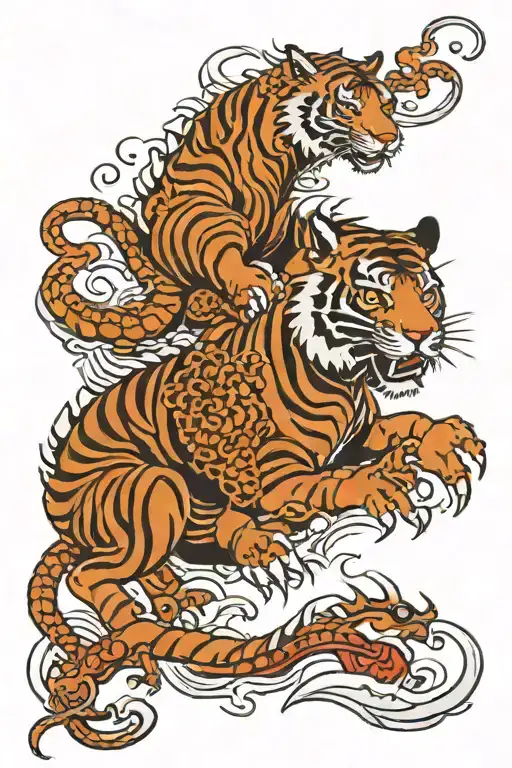 tiger, samurai, dragon tattoo design idea
