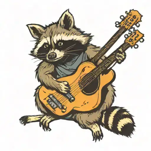 raccoon holding guitar singing creep by radiohead tattoo design idea