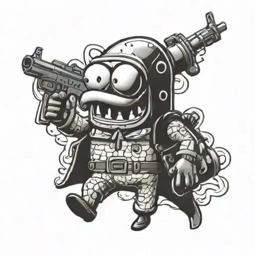 Sponge Bob dressed as a SAS commando on a secret mission tattoo design idea