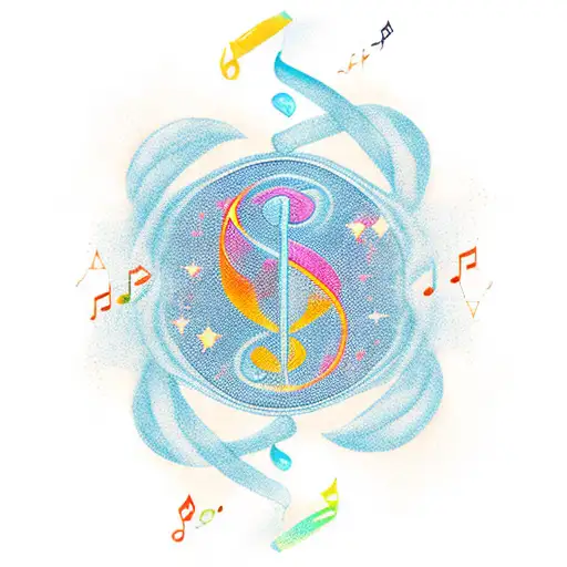 Aquarius constellation intertwined with musical notes tattoo design idea