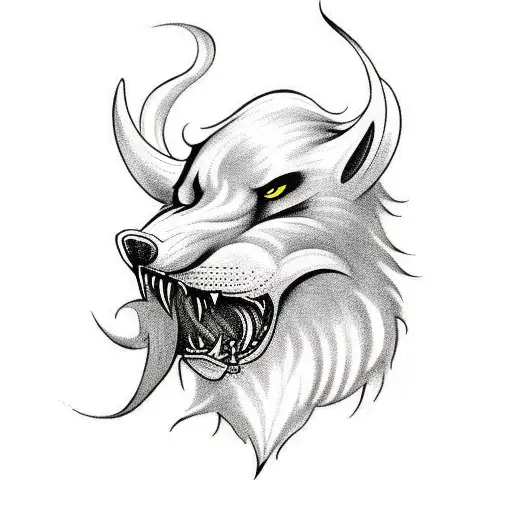Fenrir eating Odin's knot tattoo design idea