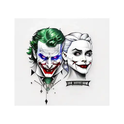 Joker And Harley Queen half sleeve tattoo with Gotham city background  tattoo design idea