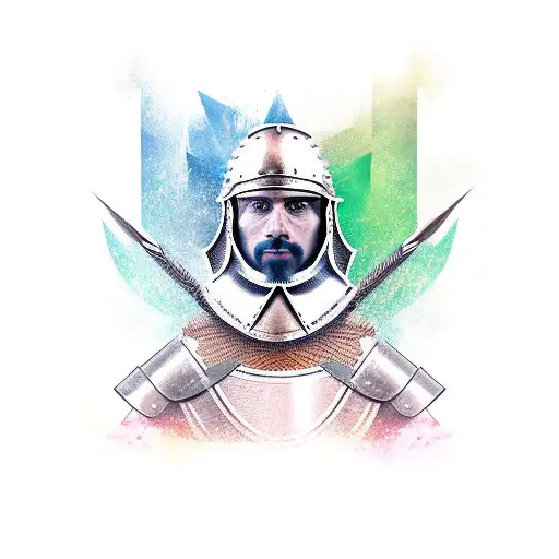 Spanish conquistador with armor tattoo design idea