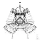 Spanish conquistador with armor tattoo design idea
