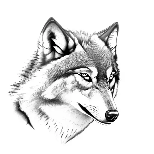 realistic wolf with red eyes  tattoo design idea
