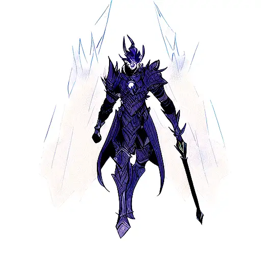 Combine the Dota 2 hero Arc Warden with elements of winter and blackwork style. tattoo design idea