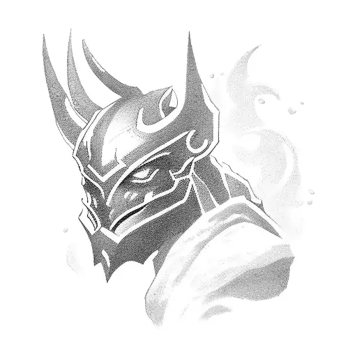 Combine the Dota 2 hero Arc Warden with elements of winter and blackwork style. tattoo design idea