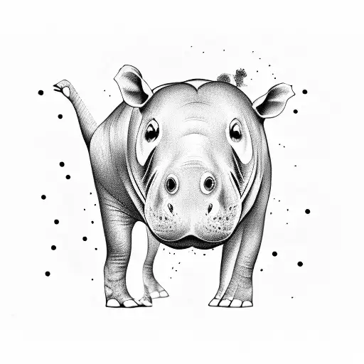 a mom and baby hippo  tattoo design idea