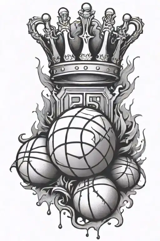 Crown of Basketball court tattoo design idea