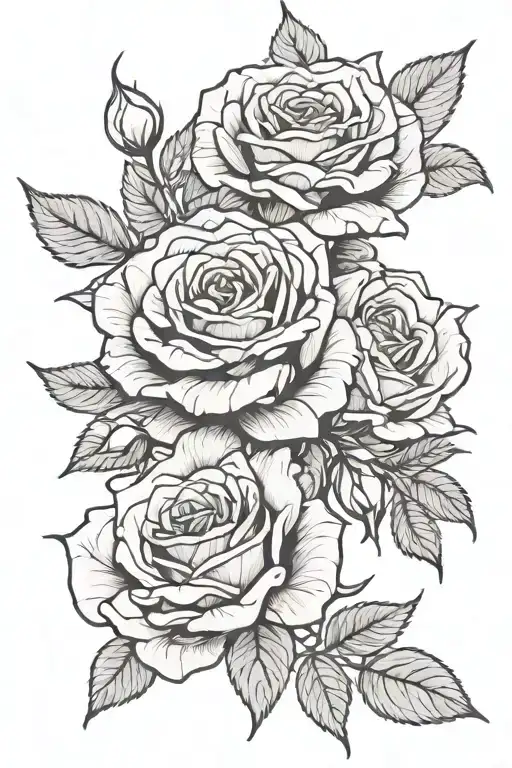 black and white roses blooming tattoo design idea