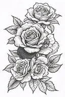 black and white roses blooming tattoo design idea