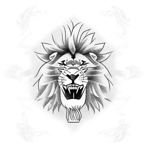 A lion wearing a soccer jersey, kicking a flaming soccer ball, with a classic car in the background tattoo design idea