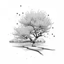 cherry blossom tree with birth date tattoo design idea