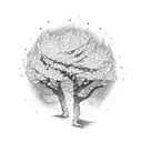 cherry blossom tree with birth date tattoo design idea