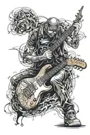 overthinker, biker, adrenaline junkie, music, electric guitar  tattoo design idea