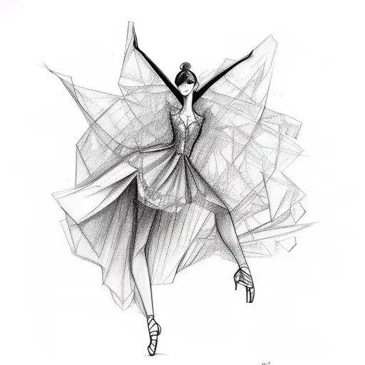 A fashion designer's sketchbook filled with elegant dance poses in a sketch style tattoo design idea
