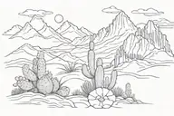 mountains with cactus   tattoo design idea