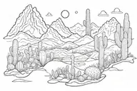 mountains with cactus   tattoo design idea