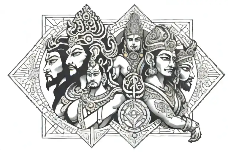 shiva+krishna+hanuman tattoo design idea