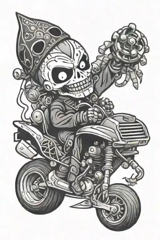 evil gothic male truck racer  voodoo doll  tattoo design idea