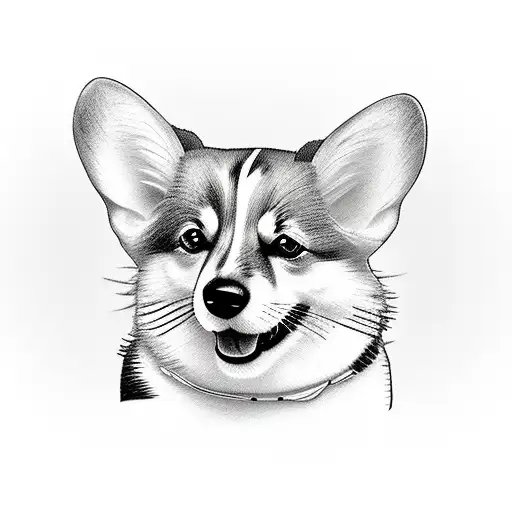 two corgis and a cat  tattoo design idea