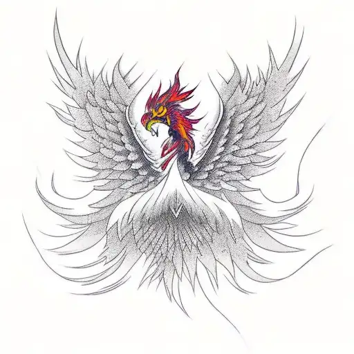 Phoenix raising from fire tattoo design idea