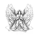 throne angel  tattoo design idea