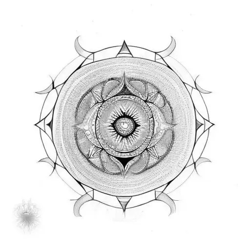 chest piece mandala yin yang tattoo design idea