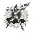 a harlequin dancing under the moon tattoo design idea