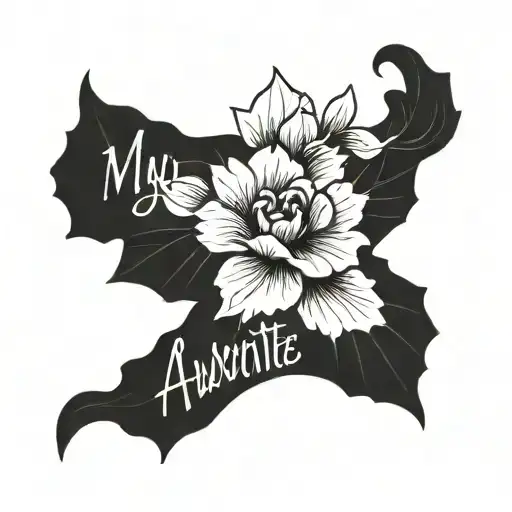 Begonia and Text "My Favorite Auntie"  tattoo design idea