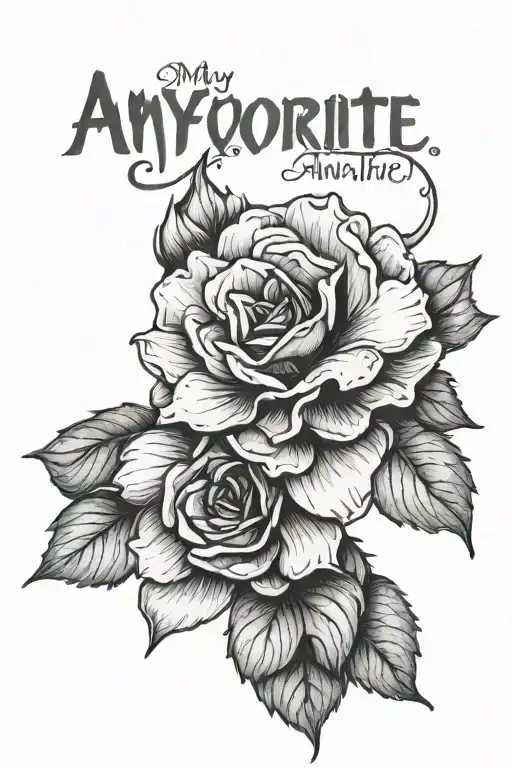 Begonia and Text "My Favorite Auntie"  tattoo design idea