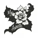Begonia and Text "My Favorite Auntie"  tattoo design idea