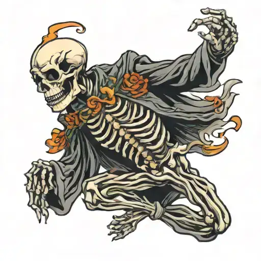 skeleton dancing tattoo design idea